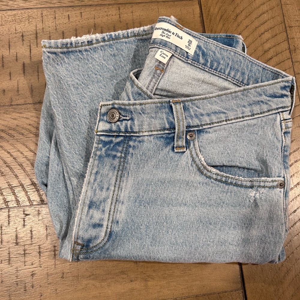 Abercrombie High Rise Dad Jean with crossover waist